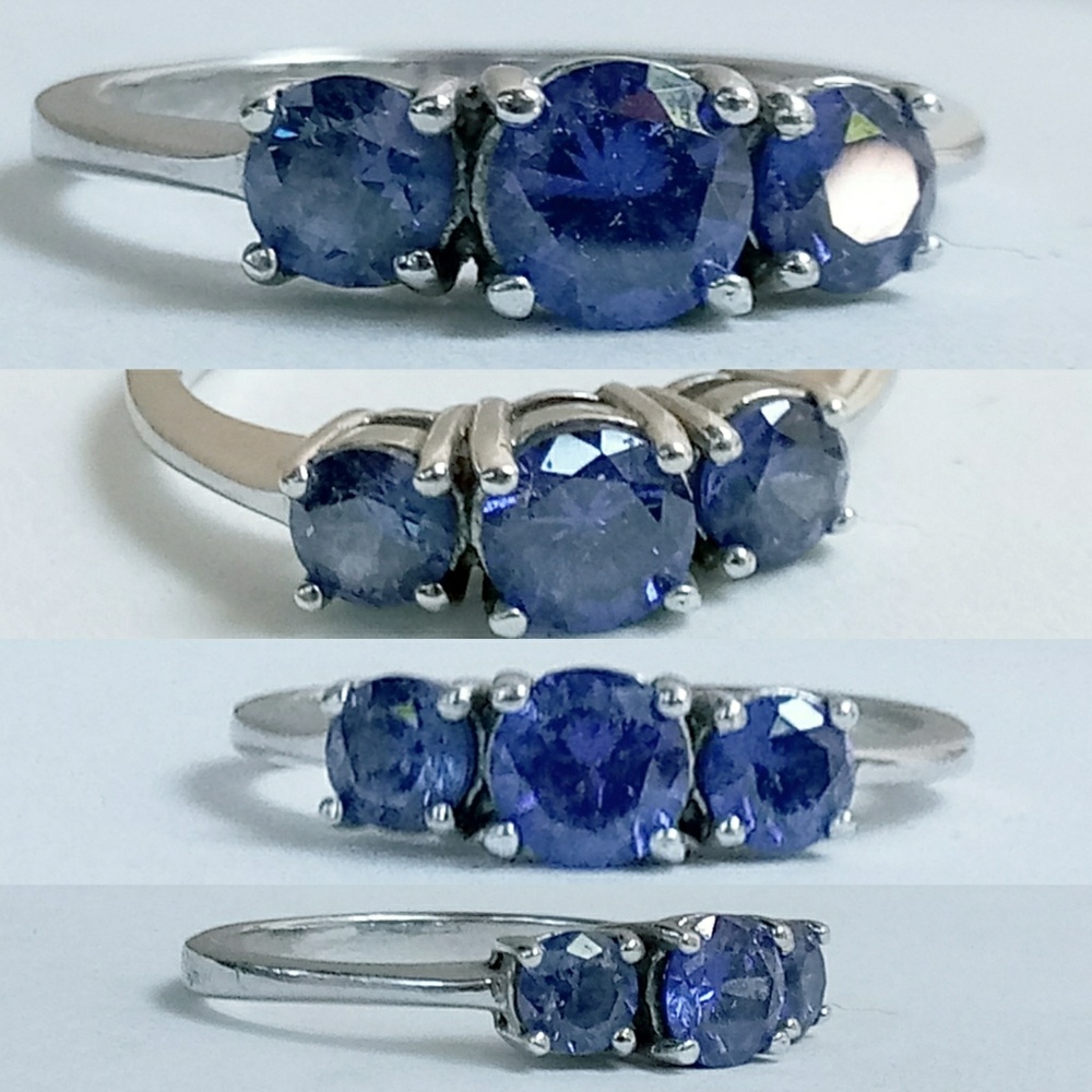 Blue tanzanite sterling silver ring